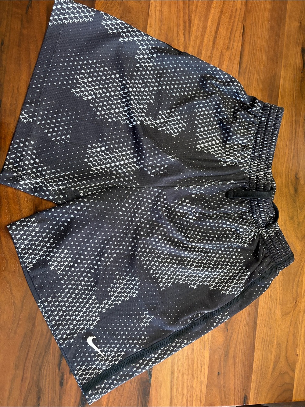 Nike Kids Black Athletic Shorts with White Micro Dot Print